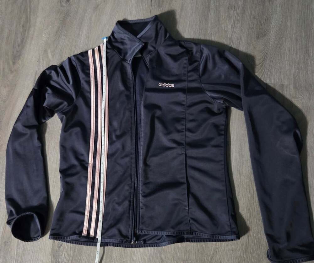Adidas Track Jacket Size M Grey Pink 3-Stripes Full Zip